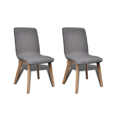 Dining Chairs 2 pcs Dark Gray Fabric and Solid Oak Wood