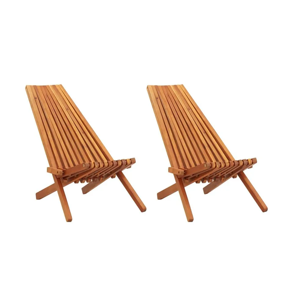 Folding Patio Lounge Chairs 2 pcs Solid Acacia Wood