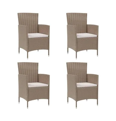 Patio Chairs with Cushions 4 pcs Poly Rattan Beige