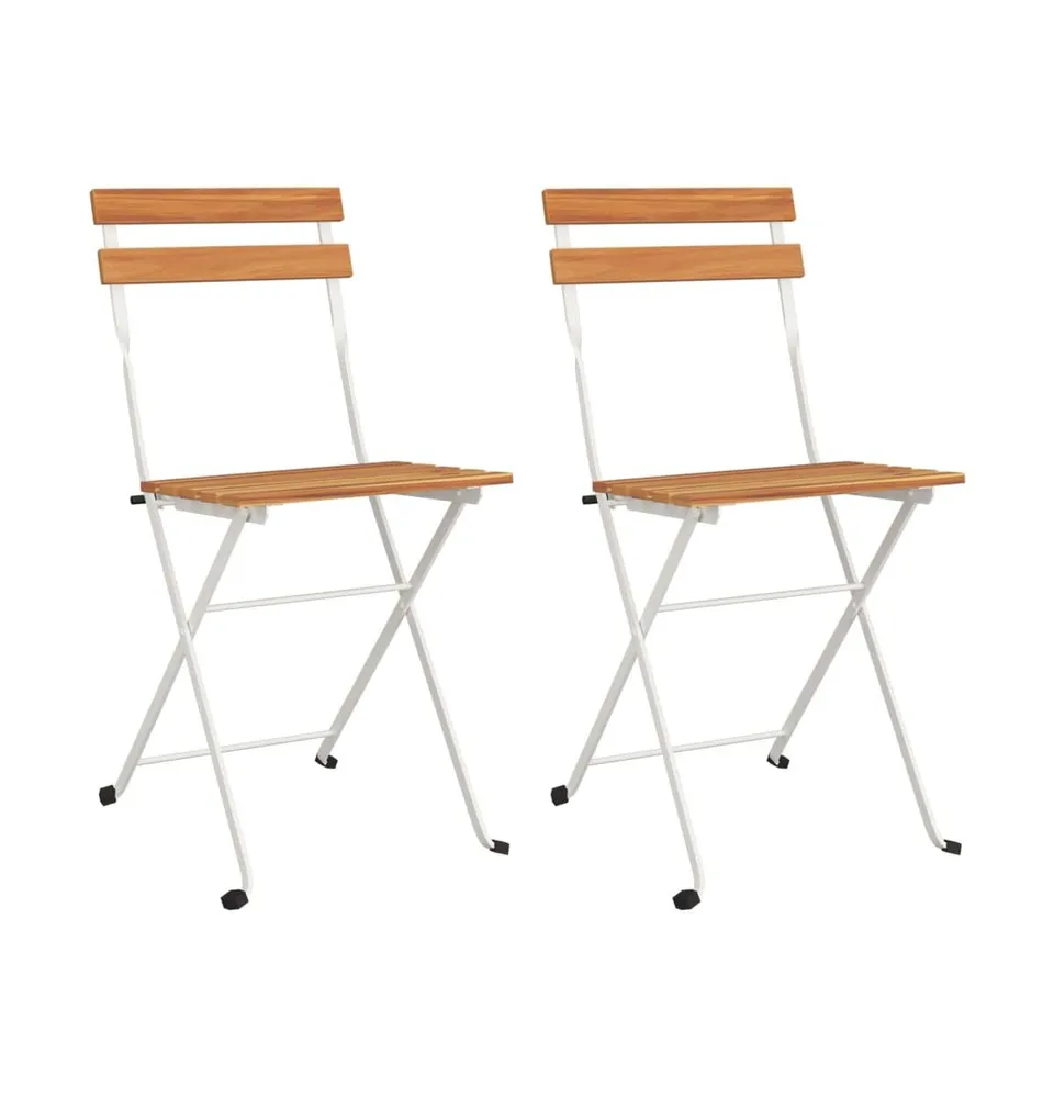 Folding Bistro Chairs pcs Solid Wood Acacia and Steel