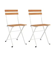 Folding Bistro Chairs pcs Solid Wood Acacia and Steel