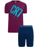 CR7 Men's 100% Cotton Loungewear Shorts Set