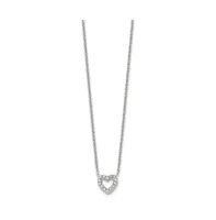 Chisel Polished Cz Open Heart on a 18 inch Cable Chain Necklace