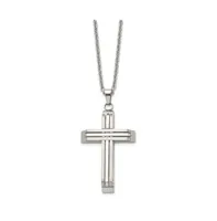 Chisel Brushed and Polished Cross on a Cable Chain Necklace