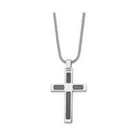 Chisel Brushed and Cable Cross Pendant Snake Chain Necklace