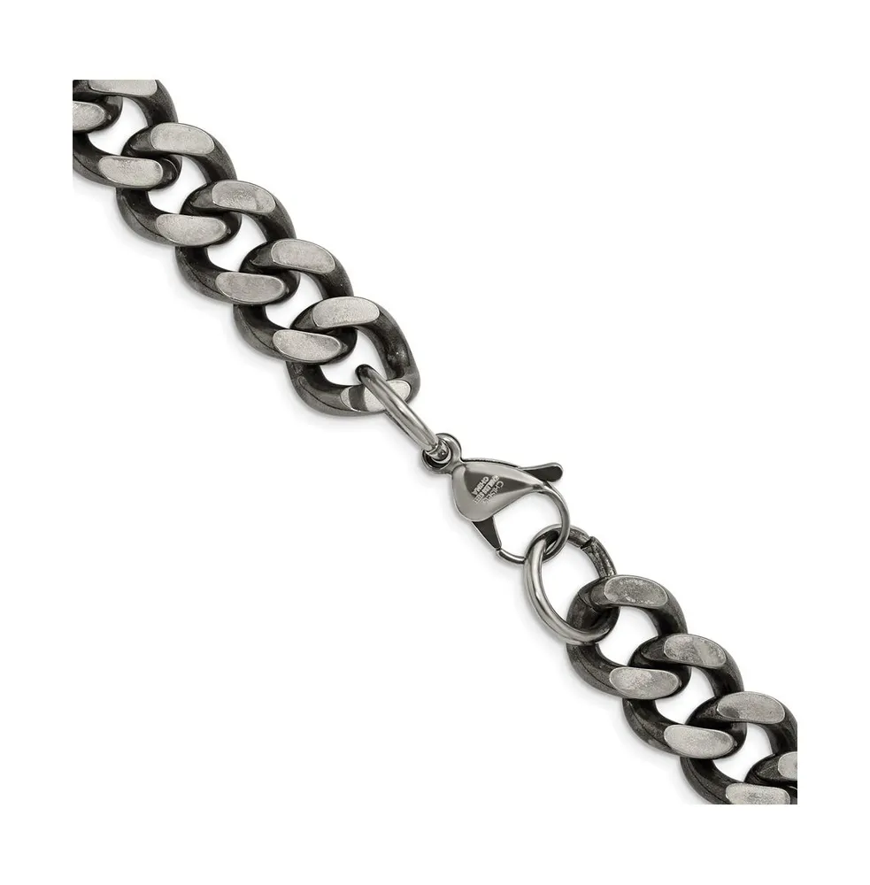 Chisel Stainless Steel Oxidized 13.75mm 24 inch Curb Chain Necklace