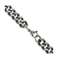 Chisel Stainless Steel Oxidized 13.75mm 24 inch Curb Chain Necklace