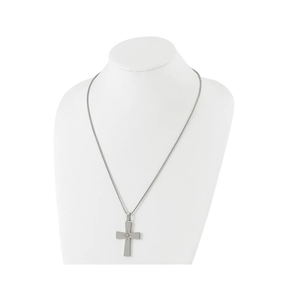 Chisel Yellow Ip-plated Starburst Cross Pendant Box Chain Necklace