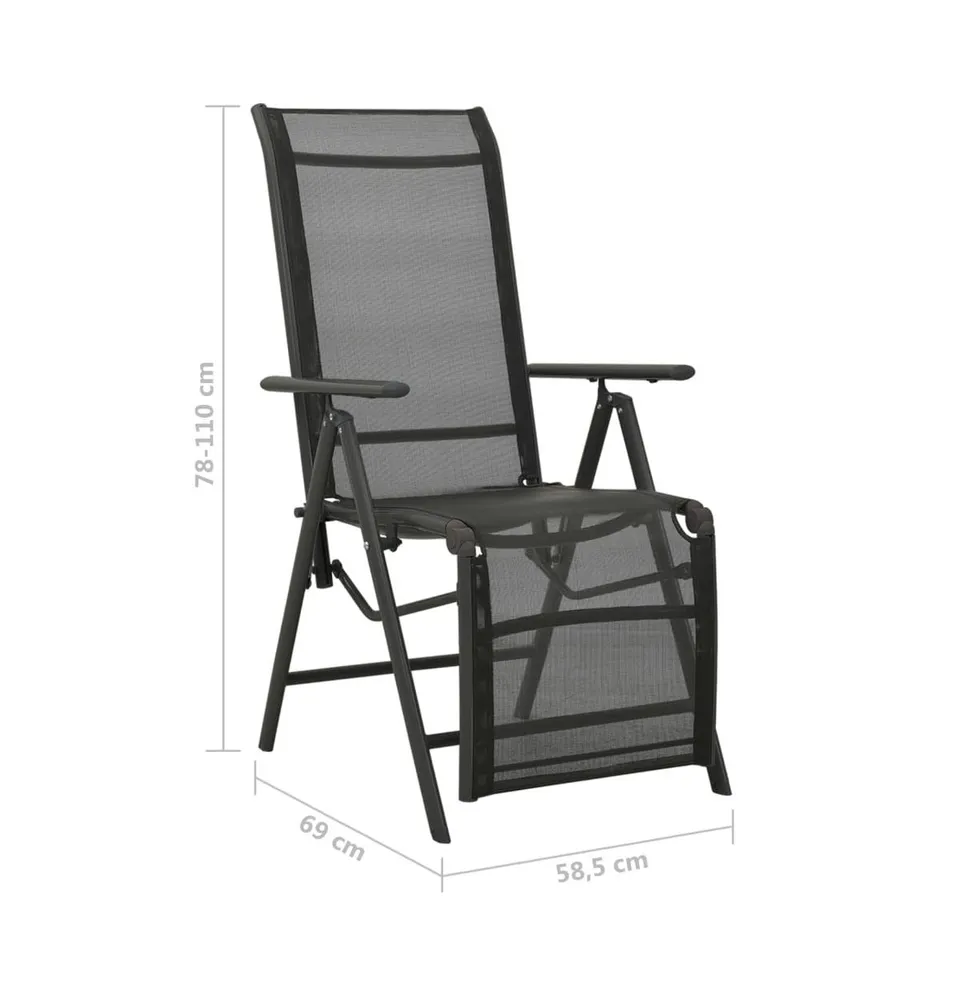 Reclining Patio Chairs 2pcs Text Ilene and Aluminum Black