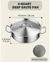 Cooks Standard 18/10 Stainless Steel 4-Quart Professional Deep Frying Pan Deep Saute Pan with Lid