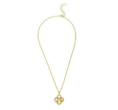 Satin Finish Large Clover Pendant Necklace