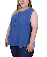 Ny Collection Plus Size Sleeveless Air Flow Blouse