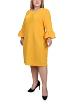 Ny Collection Plus Size 3/4 Length Imitation-Pearl Detail Dress