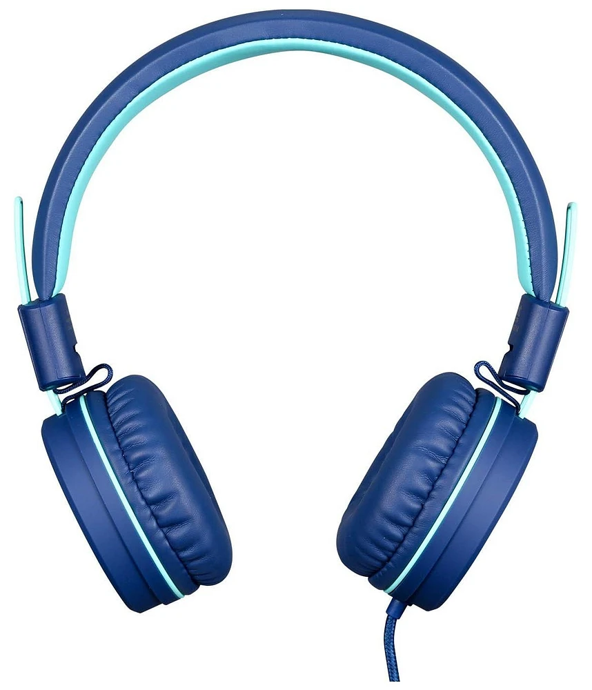 Kids Headphones - K11 Foldable Stereo Tangle-Free 3.5mm Jack Wired Cord On-Ear Headset for Children Navy/Teal