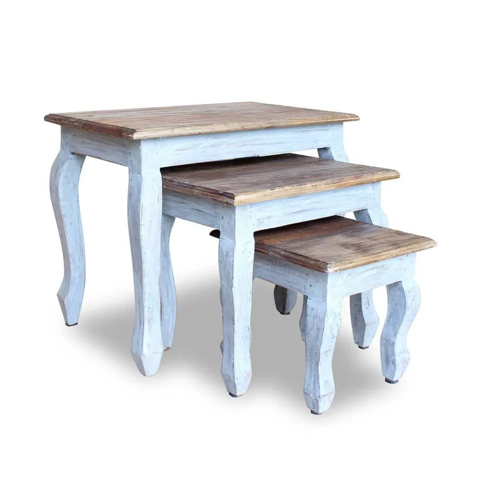 Nesting Table Set 3 Pieces Solid Reclaimed Wood