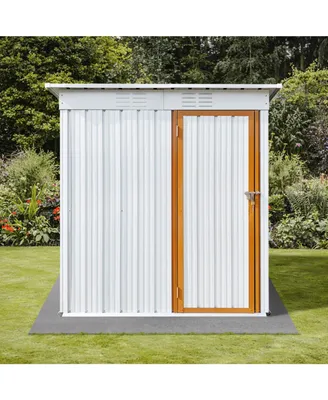 Streamdale Furniture Metal Garden Sheds 5FTx4FT Outdoor Storage Sheds White+Yellow