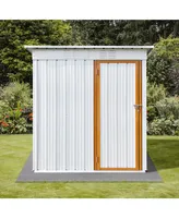 Simplie Fun Metal Garden Sheds 5FTx4FT Outdoor Storage Sheds White+Yellow