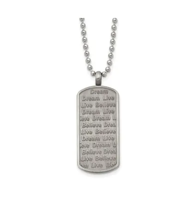 Chisel Antiqued Brushed Live/Dream/Believe Dog Tag Ball Chain Necklace