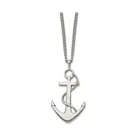 Chisel Polished Anchor Pendant on a Curb Chain Necklace