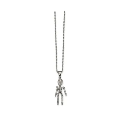 Chisel Polished Moveable Skeleton Pendant on a Ball Chain Necklace
