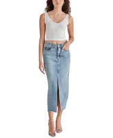 Steve Madden Women's Avani Front-Slit Denim Maxi Skirt