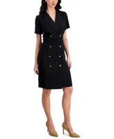 Connected Women's Double-Breasted Short-Sleeve Sheath Dress