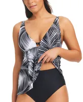 Beyond Control Women's Giving Attitude Tropical-Print Tankini Top