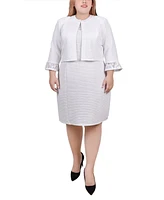 Ny Collection Plus Size Novelty Knit and Lace Dress, 2 Piece Set