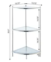 Convenience Concepts 13.75" Chrome Royal Crest Tier Glass Corner Shelf