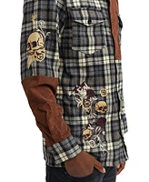 Reason Men's Skulls Embroidered Long Sleeves Overshirt