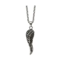 Chisel Black Crystal Wing Pendant 25.5 inch Cable Chain Necklace