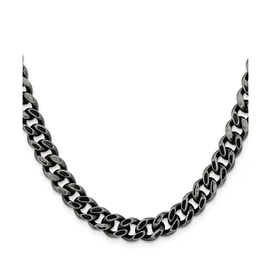 Chisel Stainless Steel Oxidized 9.25mm Curb Chain Necklace