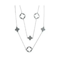 316L Stainless Steel Hot Girl Silver Layered Quatrefoil Necklace