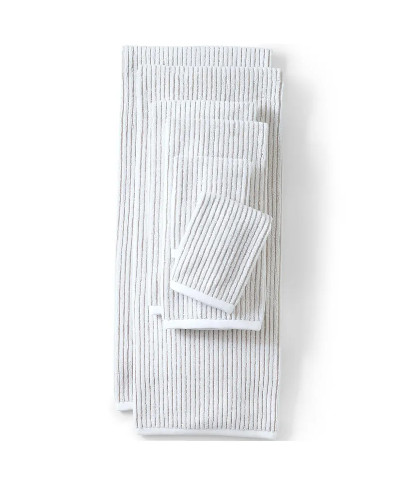 Lands' End Cotton Textured Stripe 2-Piece Washcloth Set