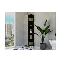 Depot E-shop Venus Mirror Linen Single Door Cabinet, Five External Shelves