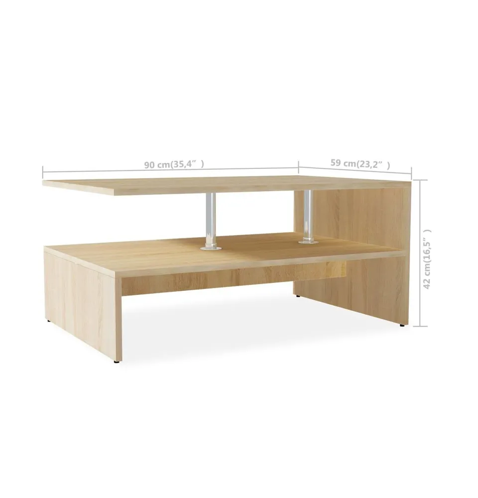Coffee Table Engineered Wood 35.4"x23.2"x16.5" Oak
