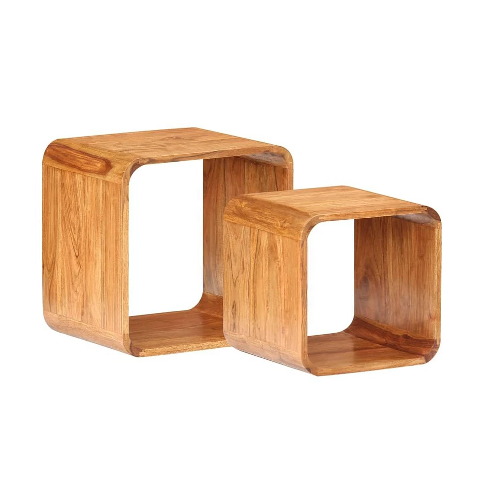 Side Tables pcs Solid Acacia Wood Honey Finish