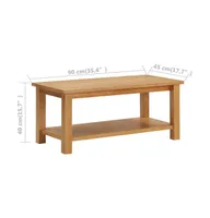 Coffee Table 35.4"x17.7"x15.7" Solid Oak Wood