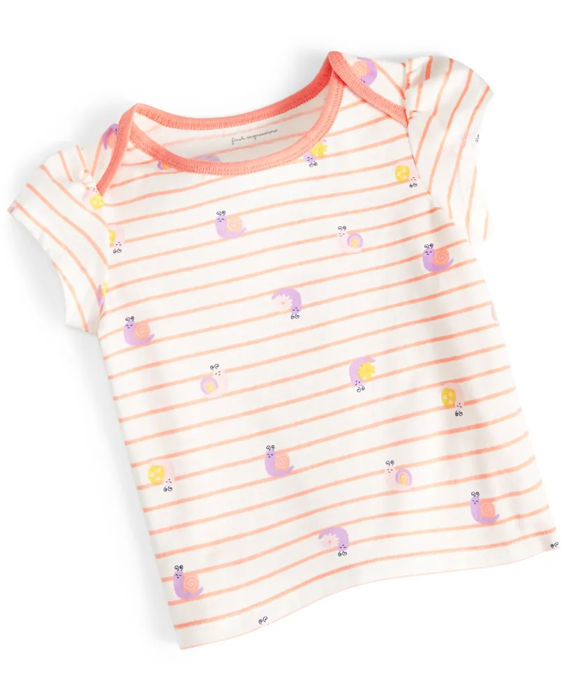 First Impressions Baby Girls Snail-Print Striped T-Shirt, Created for Macy's