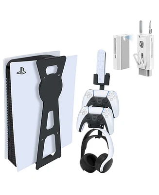 PS5 Holder Wall Mount Stand PlayStation 5 Digital and Disc Edition PS5 Wall Mount Kit Including 2 Accessory Holders for Remote Controller Headphone Se
