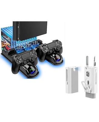 PS4 Cooling Fan Dual Controller Port Charger Station With Bolt Axtion Bundle