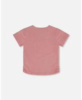 Girl Crinkle Jersey Top Silver Pink