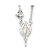 Sterling Silver Polished Bead Rosary Pendant Necklace 16"