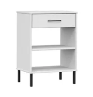 Console Cabinet with Metal Legs White Solid Wood Pine Oslo