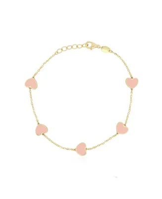 The Lovery Pink Pearl Heart Station Bracelet