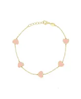 The Lovery Pink Pearl Heart Station Bracelet 14K Gold