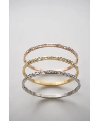 316L Stainless Steel Powerhouse Crystal Bangle Trio - Assorted Pre