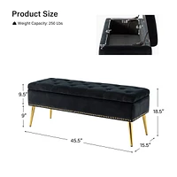 Modern Velvet Storage Ottoman Bench for Living Room Dining