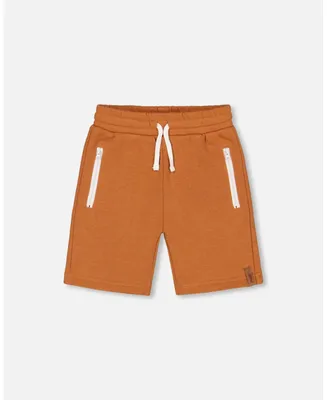 Boy French Terry Short With Zipper Pockets Spicy Brown - Child