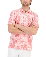 Tommy Bahama Men's Bird's Eye View Yarn-Dyed Tropical-Print Mini French Terry Polo Shirt